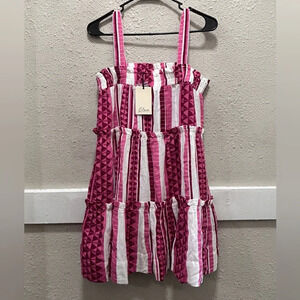 Elan Pink and White Tiered White and Pink Dress NWT Small